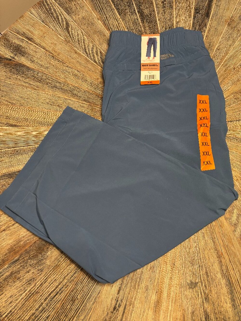 NWT Eddie Bauer Traveler Crop Pant Tile Blue wide leg elastic waist Size XXL